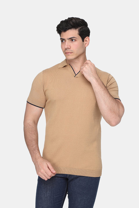 Polo Shirt Regular Fit Knitted Beige
