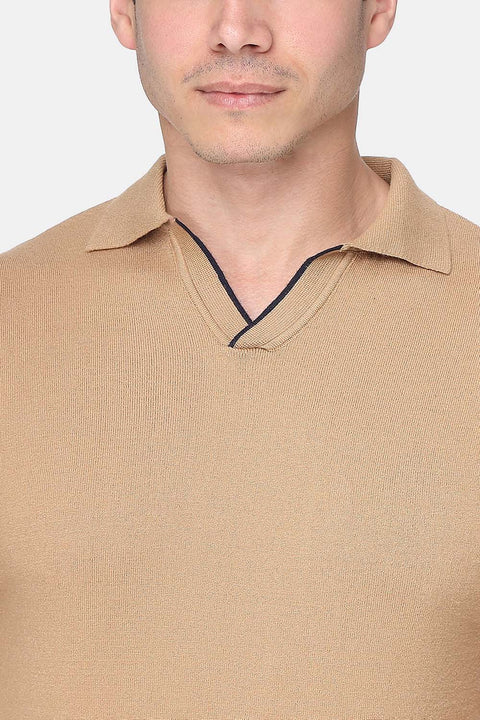 Polo Shirt Regular Fit Knitted Beige