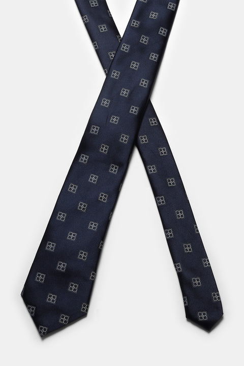 Jacquard Tie 7 cm Dark Blue