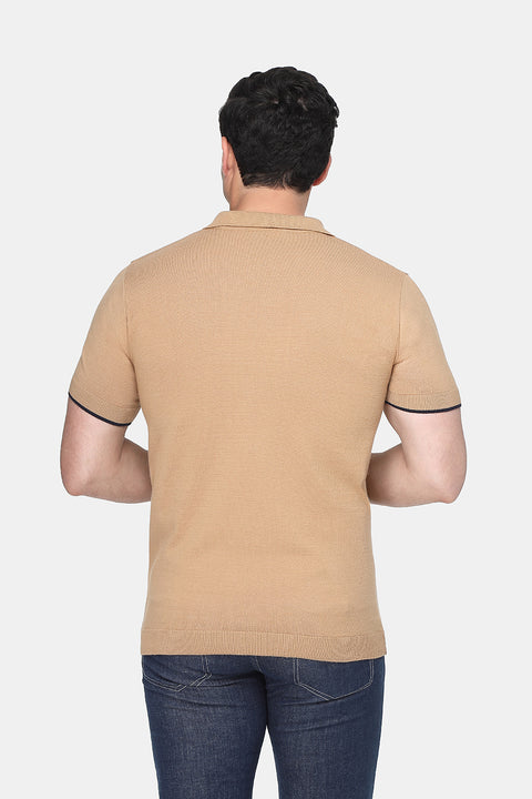 Polo Shirt Regular Fit Knitted Beige