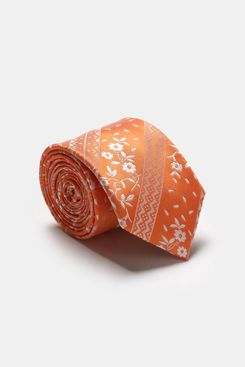 Jacquard Tie 7 cm Orange