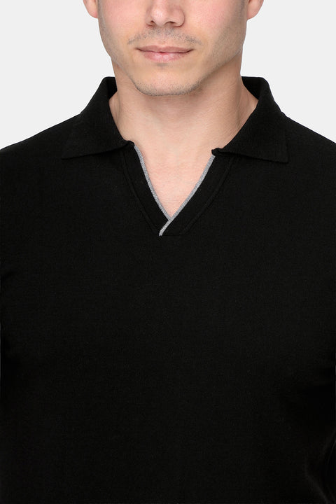 Polo Shirt Regular Fit Knitted Black