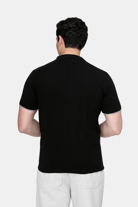Polo Shirt Regular Fit Knitted Black