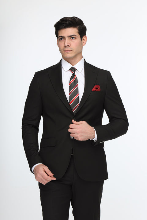 Slim Straight Fit Suit Black