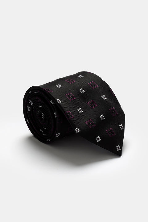 Jacquard Tie 7 cm Black