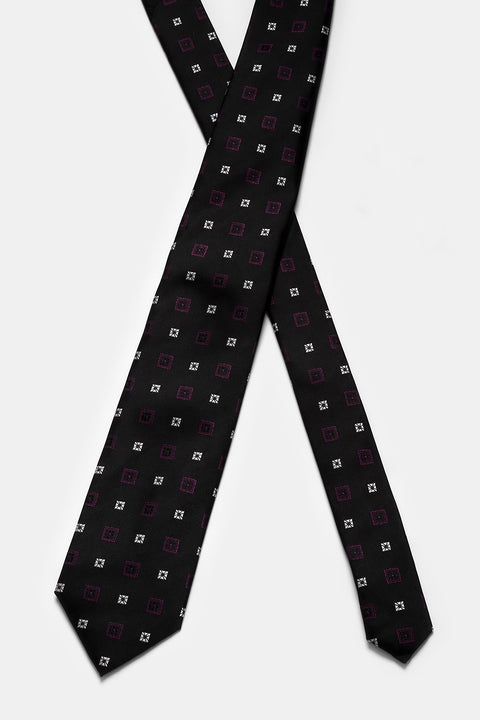 Jacquard Tie 7 cm Black