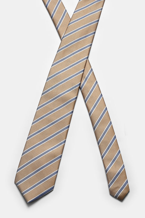 Stripe Tie 7 cm Beige