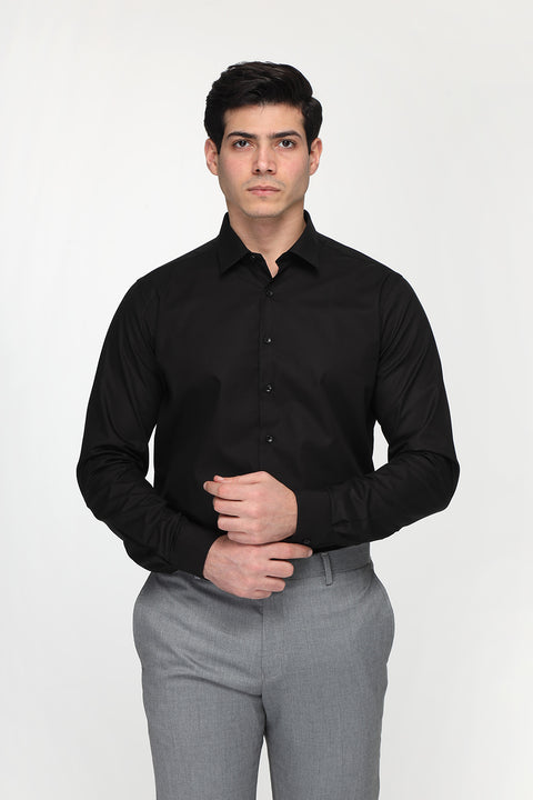 Classic Shirt Slim Fit 100% Cotton Black