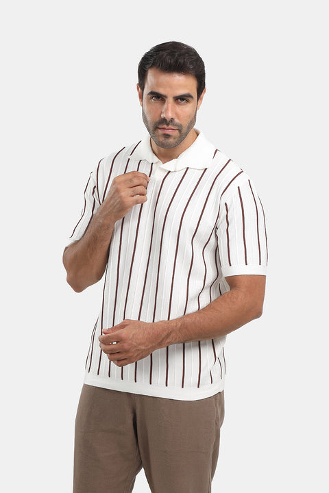 Polo Shirt Regular Fit Knitted White
