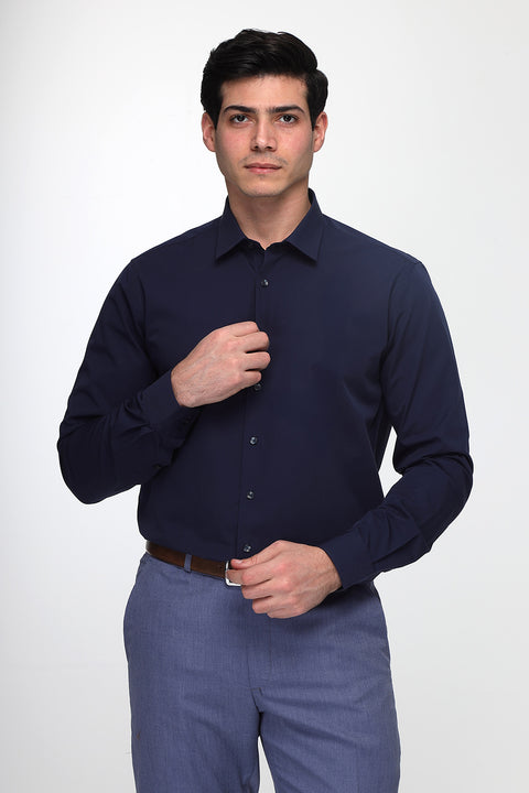 Classic Shirt Slim Fit 100% Cotton Dark Blue