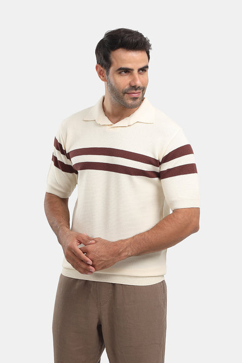 Polo Shirt Regular Fit Knitted Beige