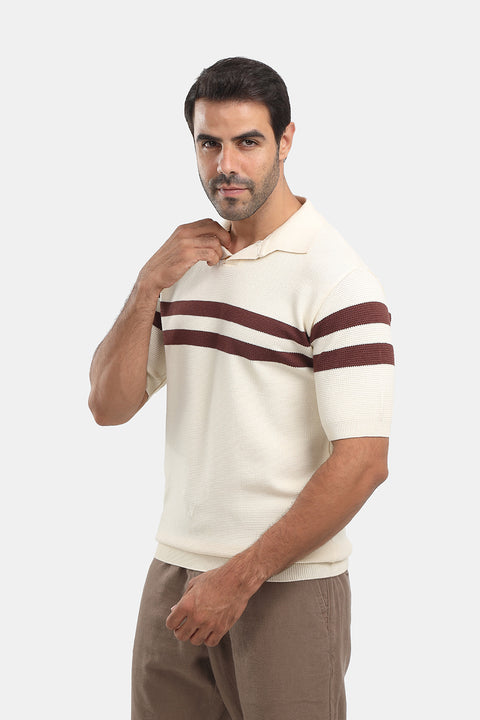 Polo Shirt Regular Fit Knitted Beige
