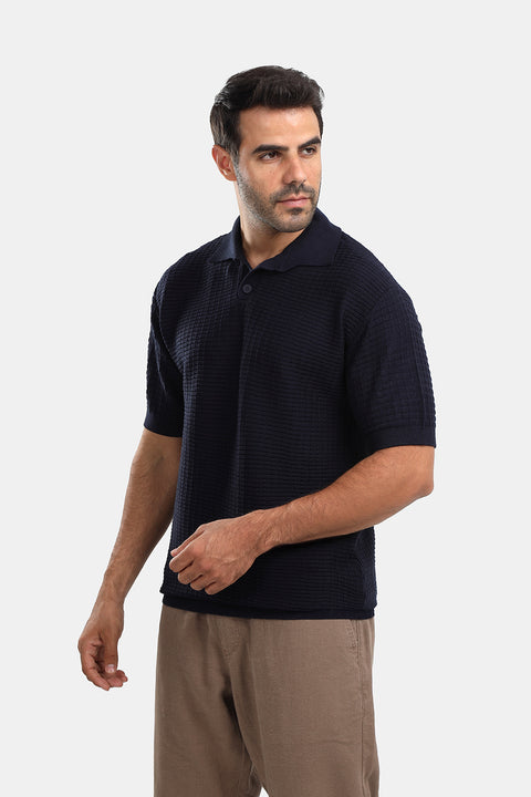 Polo Shirt Regular Fit Knitted Dark Blue