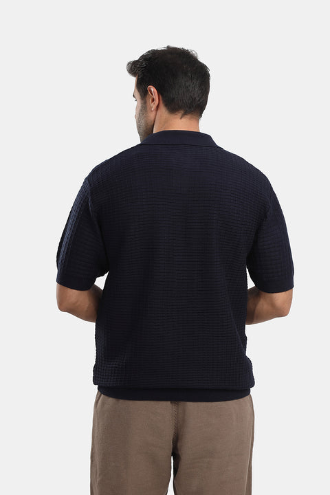 Polo Shirt Regular Fit Knitted Dark Blue