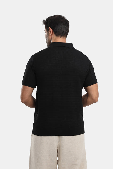 Polo Shirt Regular Fit Knitted Black