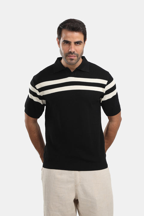 Polo Shirt Regular Fit Knitted Black