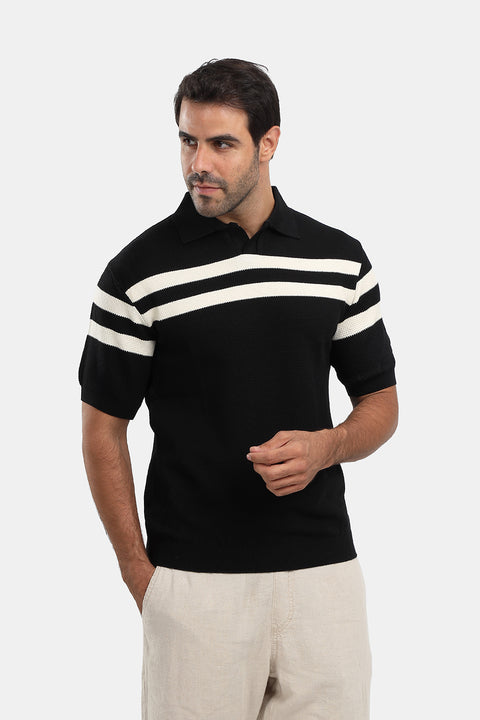 Polo Shirt Regular Fit Knitted Black