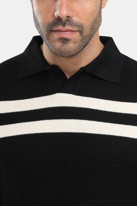 Polo Shirt Regular Fit Knitted Black