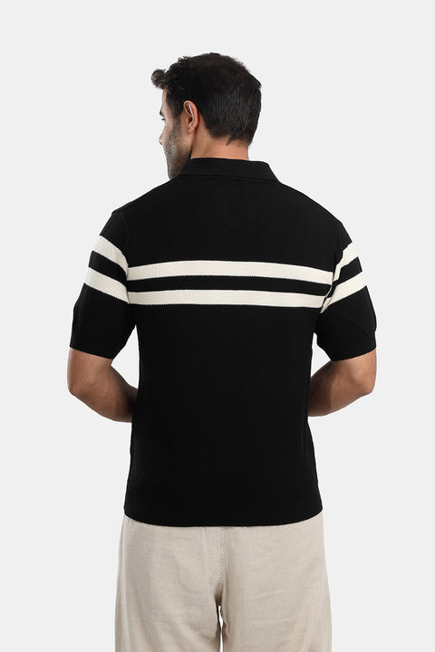 Polo Shirt Regular Fit Knitted Black