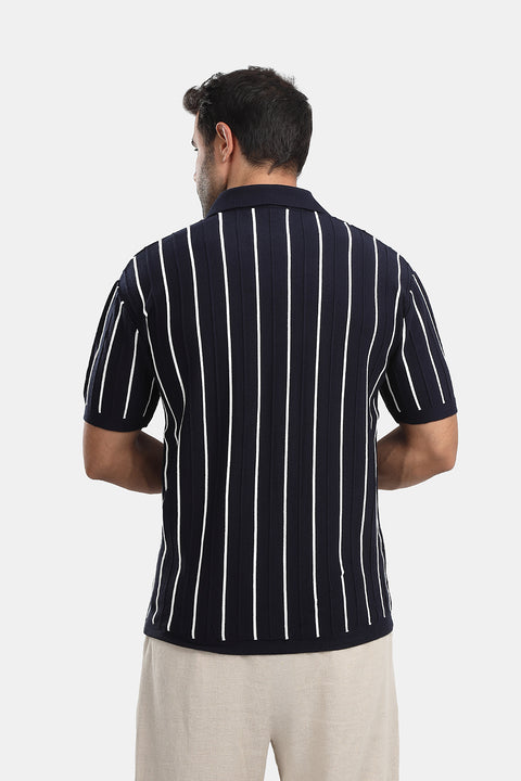 Polo Shirt Regular Fit Knitted Dark Blue
