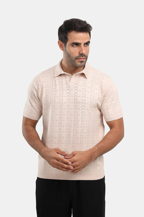 Polo Shirt Regular Fit Knitted Beige