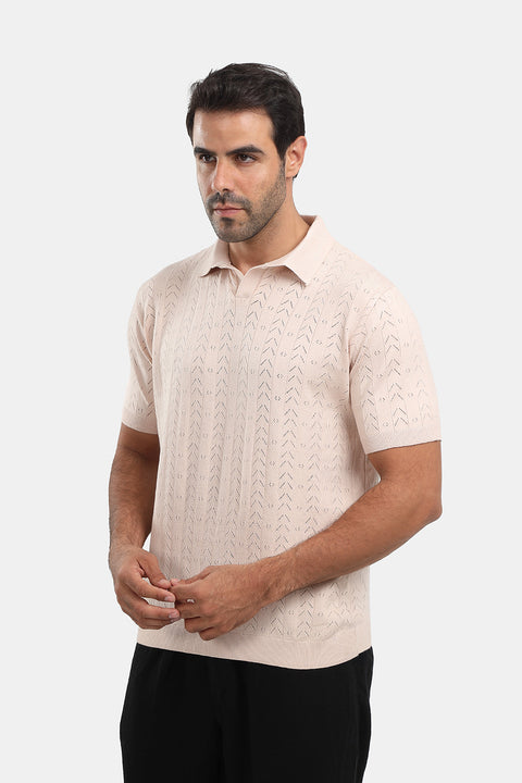 Polo Shirt Regular Fit Knitted Beige