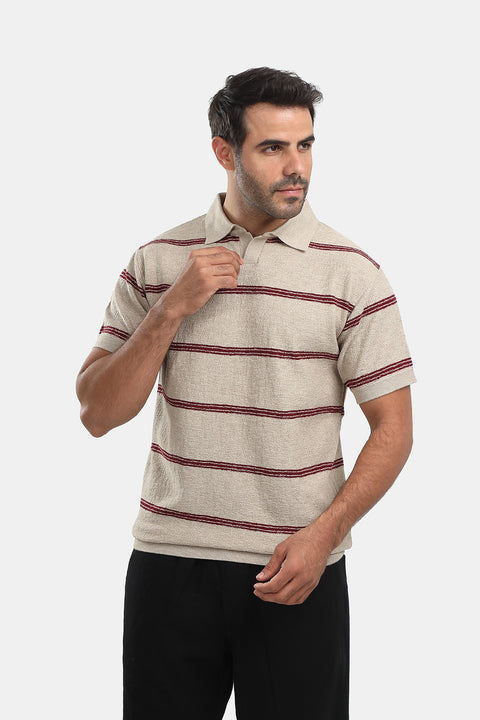 Polo Shirt Regular Fit Knitted Beige