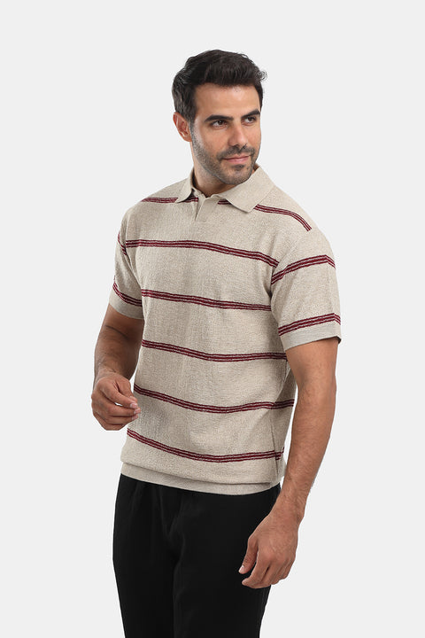 Polo Shirt Regular Fit Knitted Beige