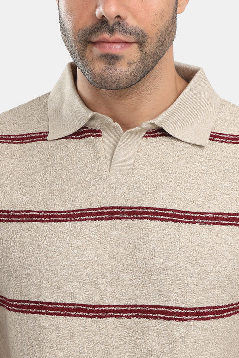 Polo Shirt Regular Fit Knitted Beige