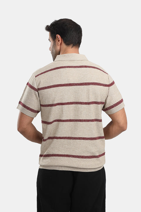 Polo Shirt Regular Fit Knitted Beige