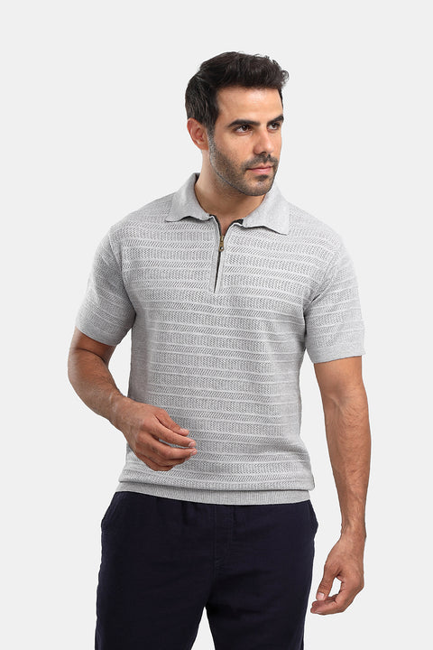 Polo Shirt Regular Fit Knitted Gray