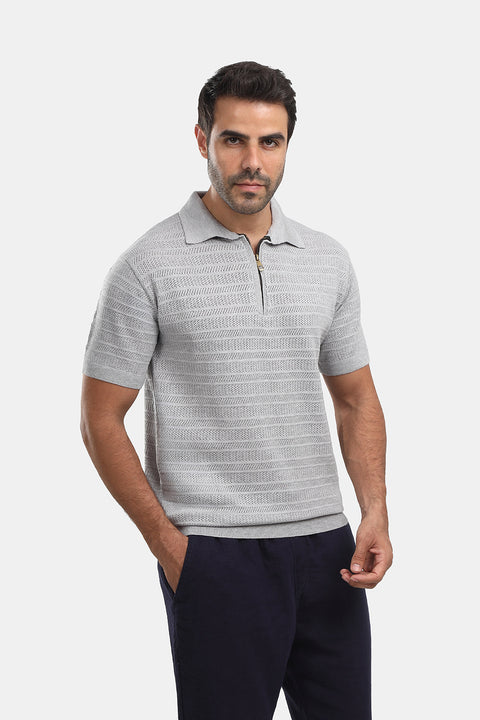 Polo Shirt Regular Fit Knitted Gray