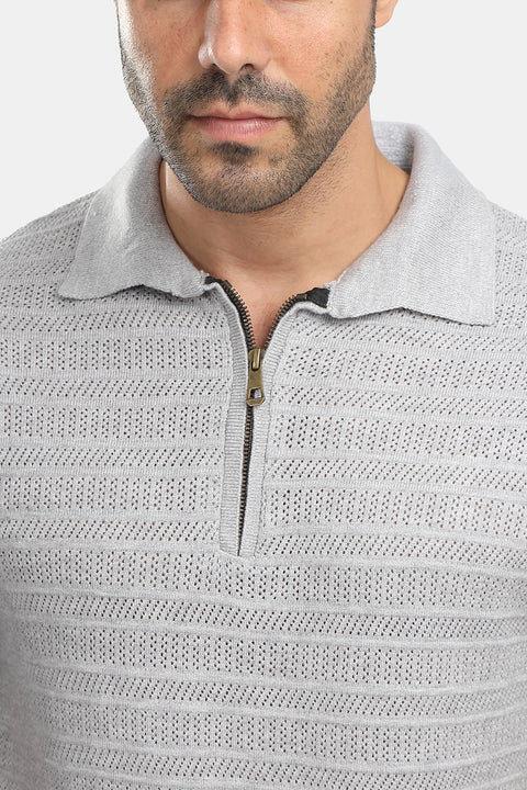 Polo Shirt Regular Fit Knitted Gray