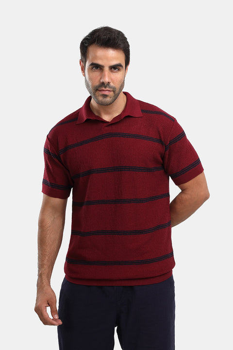 Polo Shirt Regular Fit Knitted Maroon