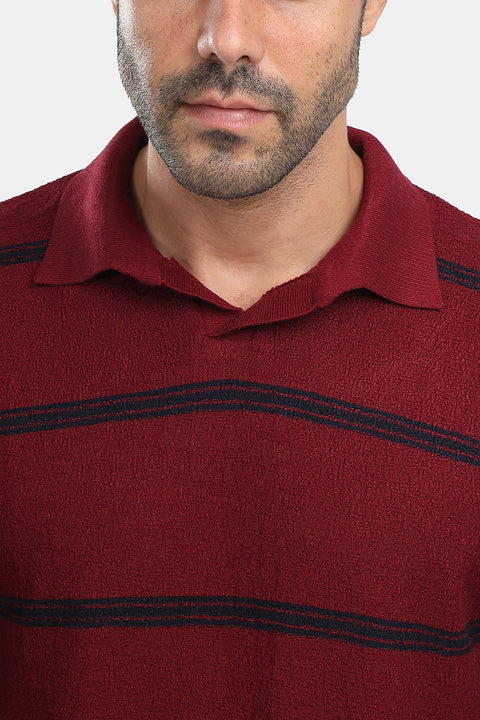 Polo Shirt Regular Fit Knitted Maroon