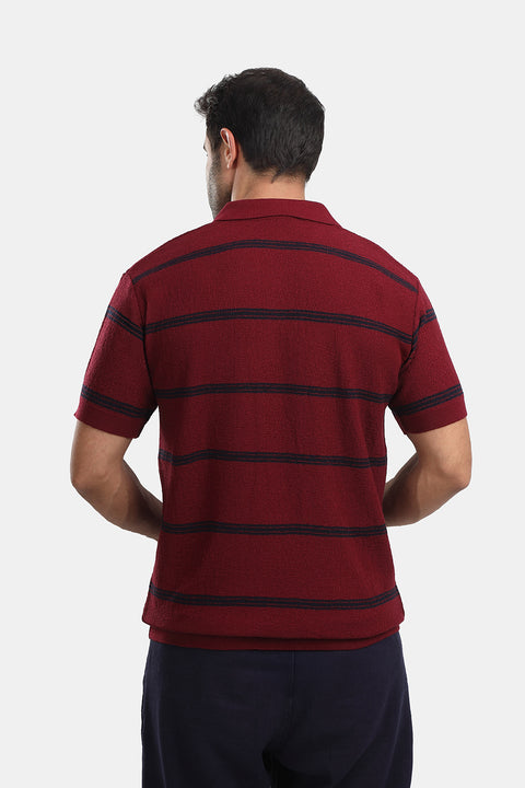 Polo Shirt Regular Fit Knitted Maroon
