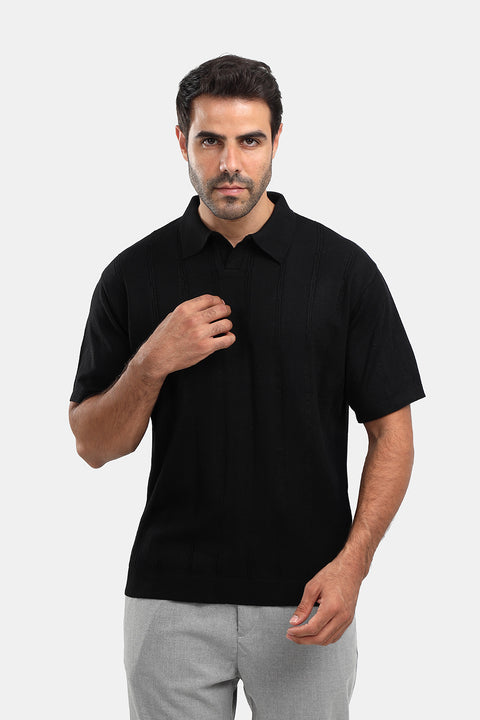 Polo Shirt Regular Fit Knitted Black
