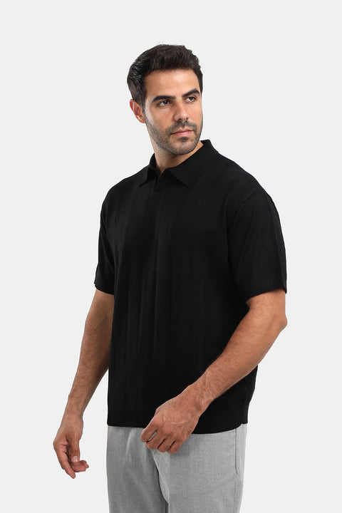 Polo Shirt Regular Fit Knitted Black