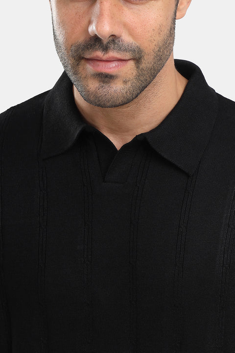 Polo Shirt Regular Fit Knitted Black