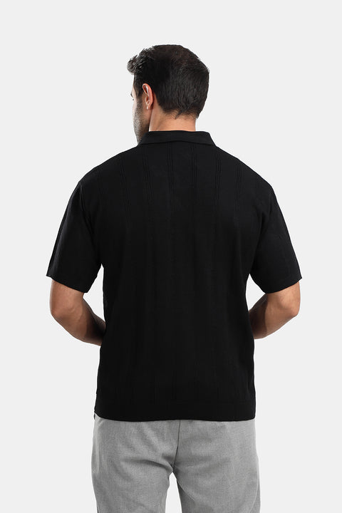 Polo Shirt Regular Fit Knitted Black