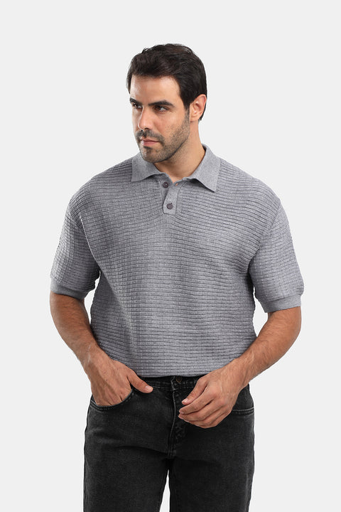 Polo Shirt Regular Fit Knitted Gray
