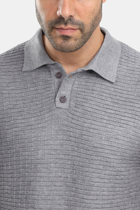 Polo Shirt Regular Fit Knitted Gray