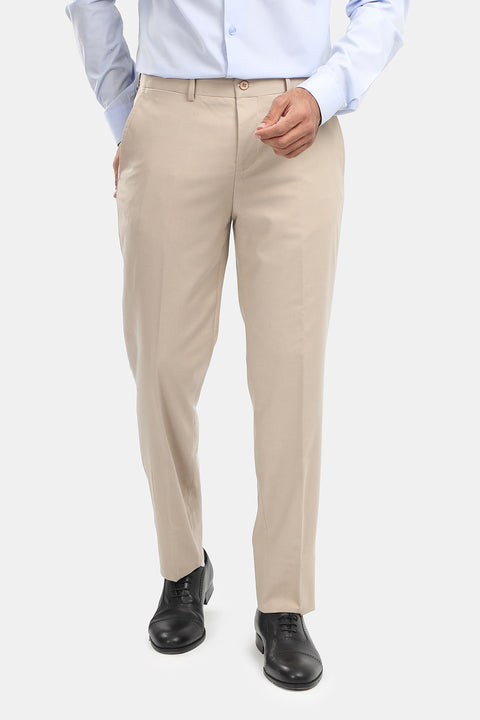 Slim Straight Fit Classic Pants Beige