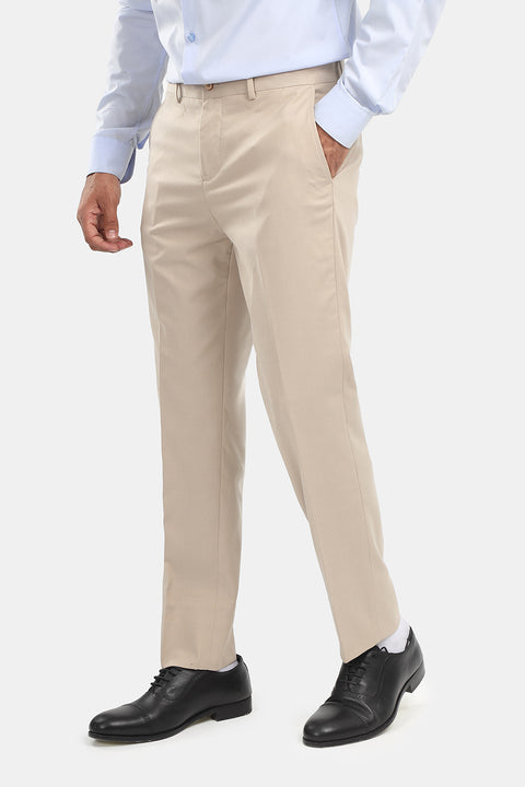 Slim Straight Fit Classic Pants Beige