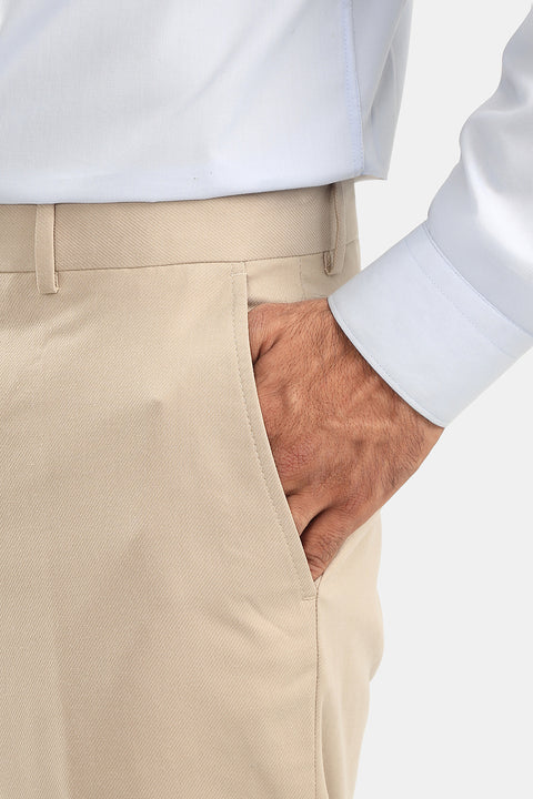 Slim Straight Fit Classic Pants Beige