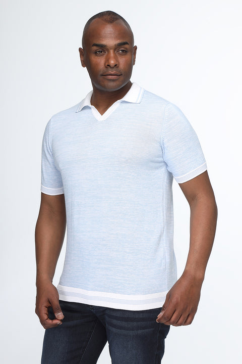 Polo Shirt Regular Fit Knitted Light Blue