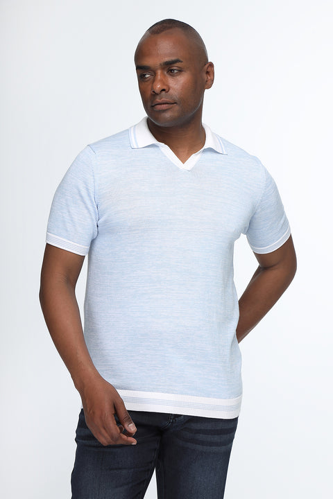 Polo Shirt Regular Fit Knitted Light Blue