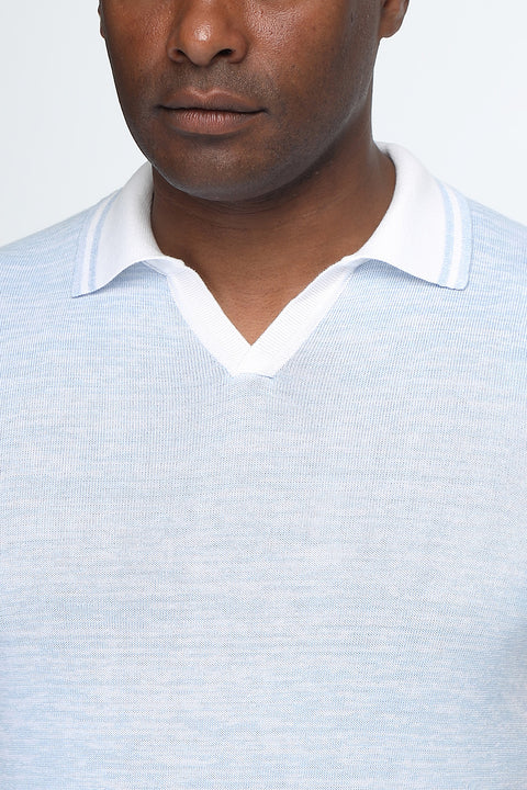 Polo Shirt Regular Fit Knitted Light Blue