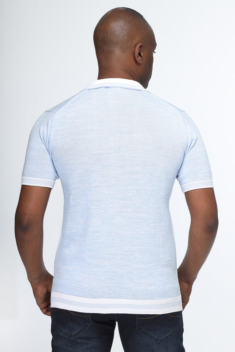 Polo Shirt Regular Fit Knitted Light Blue