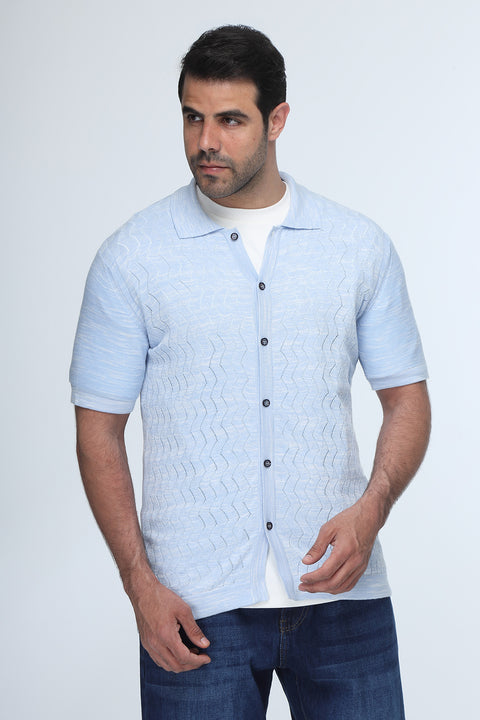 Polo Shirt Regular Fit Knitted Light Blue
